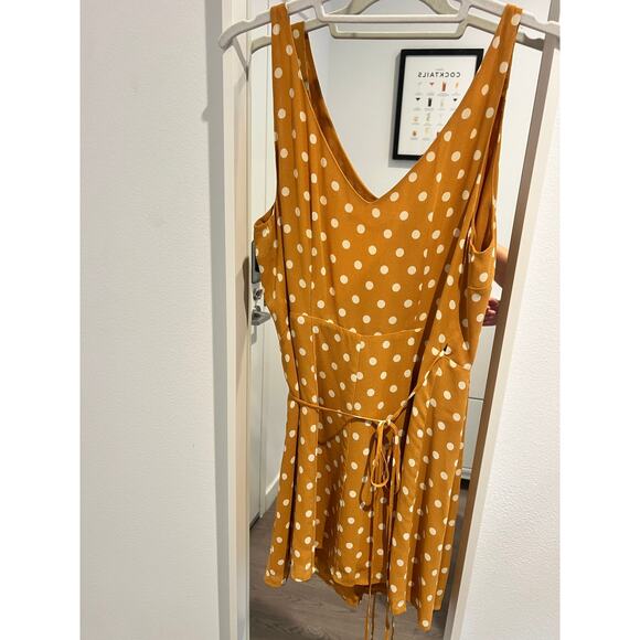 Reformation Anchorace Polka-Dot Georgette Mini Wrap Dress Mustard Size XS - Picture 4 of 7
